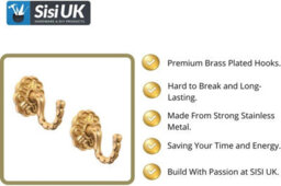 SISI UK Modern & Classic Designs Screw In Tassel Hold Rosette Hook Brass Curtain Tie Back Hooks For Curtains Clothes Coat Hanger Hook X 4 - thumbnail 3
