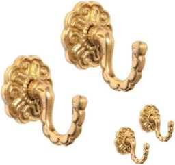 SISI UK Modern & Classic Designs Screw In Tassel Hold Rosette Hook Brass Curtain Tie Back Hooks For Curtains Clothes Coat Hanger Hook X 4 - thumbnail 1