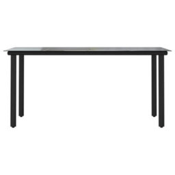 Berkfield Garden Dining Table Black 160X80X74Cm Steel And Tempered Glass - thumbnail 3