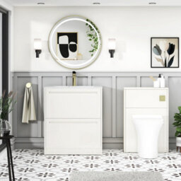 Royal Bathrooms Elmore 700mm Traditional Floor Standing 2 Drawer Bathroom Vanity Unit With Sintered Stone Basin Sink Classic White - thumbnail 4