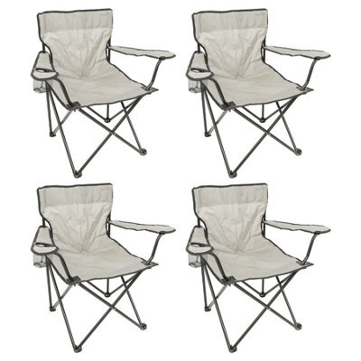 Harbour Housewares Folding Canvas Camping Chairs - Matt Black/beige - Pack Of 4 - image 1