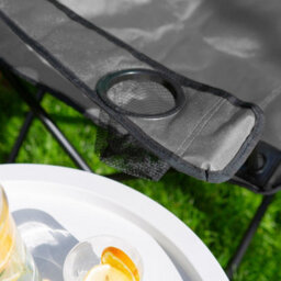 Harbour Housewares Folding Canvas Camping Chairs - Matt Black/beige - Pack Of 4 - thumbnail 7