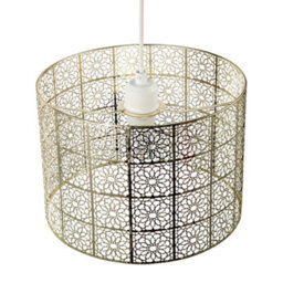 Happy Homewares Moroccan Inspired Ceiling Pendant Light Shade In Plated Gold Finish - thumbnail 3