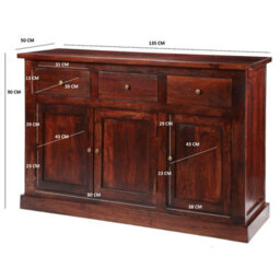 Wyld Haus Oxford Mahogany Mango Wood Sideboard 3 Drawers 3 Doors - thumbnail 3