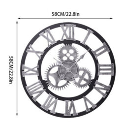 Living And Home Silver Wall Clock Roman Numeral Silent Battery  Operated For Home 580mm - thumbnail 6