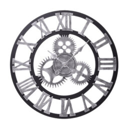 Living And Home Silver Wall Clock Roman Numeral Silent Battery  Operated For Home 580mm - thumbnail 2