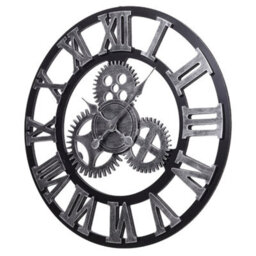 Living And Home Silver Wall Clock Roman Numeral Silent Battery  Operated For Home 580mm - thumbnail 5
