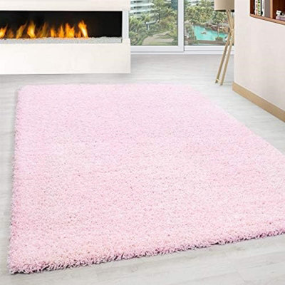 Wadan 120X170Cm Baby Pink Shaggy Rug - Rectangular Soft Touch Thick Pile Modern Area Rug - Rugs For Living & Bedroom Non Shedding - image 1