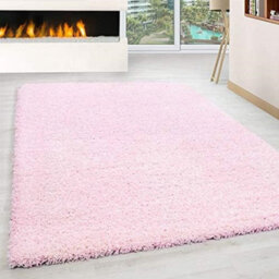 Wadan 120X170Cm Baby Pink Shaggy Rug - Rectangular Soft Touch Thick Pile Modern Area Rug - Rugs For Living & Bedroom Non Shedding - thumbnail 1