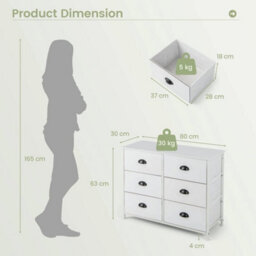 6 Drawers Dresser Organiser 2 Tier Fabric Storage Organizer Chest Of Drawers - thumbnail 2