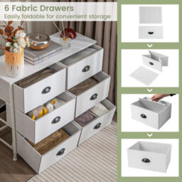 6 Drawers Dresser Organiser 2 Tier Fabric Storage Organizer Chest Of Drawers - thumbnail 6