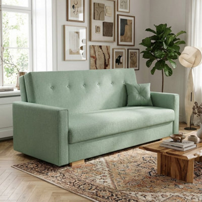 Viva Sonic Iv Sofa Bed With Storage Compartment Chipboard Frame Polyurethane Foam Wooden Legs 173X100X85Cm Mint - image 1