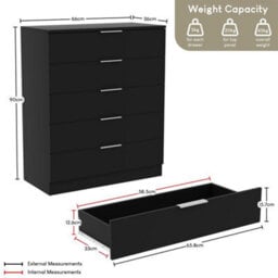 Black 5 Drawer Chest Bedroom Furniture Storage Unit - thumbnail 2