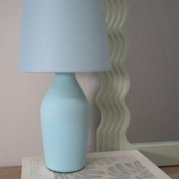 Valuelights Arlo Duck Egg Blue Ceramic Table Lamp With Tapered Shade - thumbnail 3