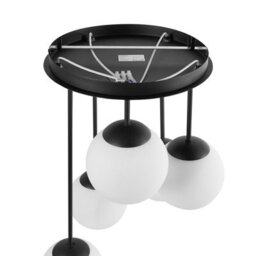 Beliani 5-Light Ceiling Lamp Black Metal With Frosted Glass Ball Shades, 42Cm Diameter, 61Cm Height - thumbnail 4