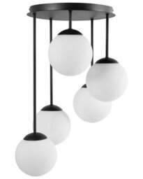 Beliani 5-Light Ceiling Lamp Black Metal With Frosted Glass Ball Shades, 42Cm Diameter, 61Cm Height - thumbnail 3