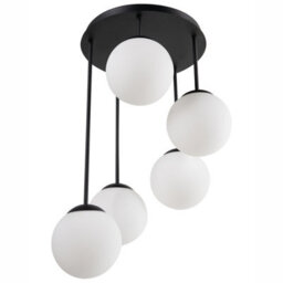 Beliani 5-Light Ceiling Lamp Black Metal With Frosted Glass Ball Shades, 42Cm Diameter, 61Cm Height - thumbnail 2