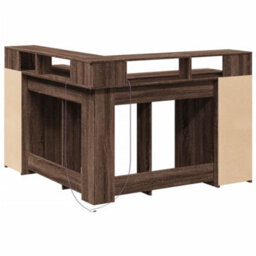 Berkfield Desk With Led Lights Brown Oak 130X130X91 Cm Engineered Wood - thumbnail 8