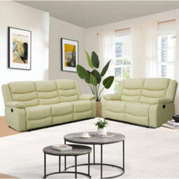 Furniture in Fashion Sorreno 3+2 Bonded Leather Recliner Sofa Set In Ivory