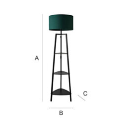 Valuelights Hiru Black 3 Tier Shelf Floor Lamp With Green Drum Shade - thumbnail 9