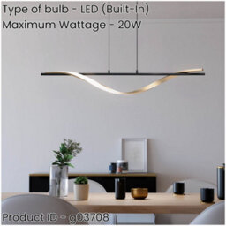 Loops Stylish Black And Brushed Brass Led Pendant Light For Modern Interiors - thumbnail 2
