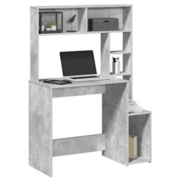 Berkfield Durable Desk With Shelves Concrete Grey 100X45X140 Cm Engineered Wood - thumbnail 2