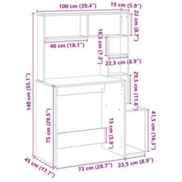 Berkfield Durable Desk With Shelves Concrete Grey 100X45X140 Cm Engineered Wood - thumbnail 9
