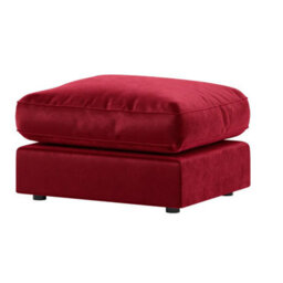 Furnishings For Less UK Brooklyn Plush Velvet Fibre Filled Red Footstool Sofa Accessory
