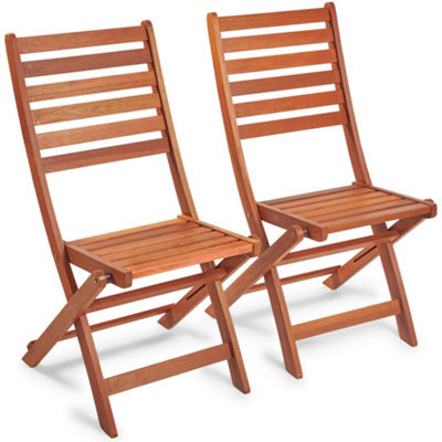 Vonhaus Wooden Garden Chairs Set Of 2, Folding Outdoor Chairs, Weather Resistant Acacia Wood & Teak Oil, Cannes - image 1