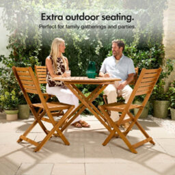 Vonhaus Wooden Garden Chairs Set Of 2, Folding Outdoor Chairs, Weather Resistant Acacia Wood & Teak Oil, Cannes - thumbnail 5