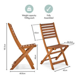 Vonhaus Wooden Garden Chairs Set Of 2, Folding Outdoor Chairs, Weather Resistant Acacia Wood & Teak Oil, Cannes - thumbnail 9