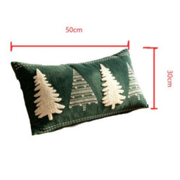 Amorly Green White Christmas Tree Embroidered Lumbar Throw Pillow Cover 30X50Cm Rectangular Cushion Case Without Insert - thumbnail 5