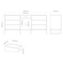Ancona Ready Assembled Matt Dusk Grey 6 Drawer Sideboard (H)683mm (W)1537mm (D)397mm - thumbnail 7