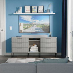 Ancona Ready Assembled Matt Dusk Grey 6 Drawer Sideboard (H)683mm (W)1537mm (D)397mm - thumbnail 1