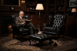 Chesterfield 2 X Wing Chairs + Footstool Old English Black Leather In Mallory Style - thumbnail 2