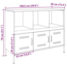 Vidaxl Sideboard Anthracite 100.5X39X79 Cm Steel - thumbnail 3