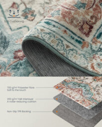 Songmics Home Area Rug,non-Slip Carpet, Traditional Vintage Style,for Living Room, Kitchen, Dining Room, Machine Washable - thumbnail 3