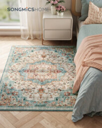 Songmics Home Area Rug,non-Slip Carpet, Traditional Vintage Style,for Living Room, Kitchen, Dining Room, Machine Washable - thumbnail 2
