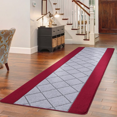 Smart Living Carmela Heavy Duty Machine Washable Hallway Kitchen Non Slip Door Mat - 60Cm X 110Cm - Red Grey - image 1