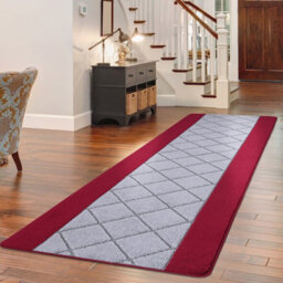 Smart Living Carmela Heavy Duty Machine Washable Hallway Kitchen Non Slip Door Mat - 60Cm X 110Cm - Red Grey - thumbnail 1