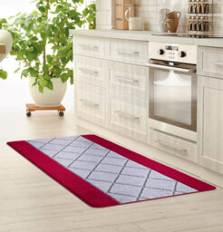 Smart Living Carmela Heavy Duty Machine Washable Hallway Kitchen Non Slip Door Mat - 60Cm X 110Cm - Red Grey - thumbnail 3