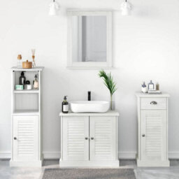 Walplus Bathroom Furniture Set 3 Pcs Antique White 37 X 34 X 110 Cm - thumbnail 1