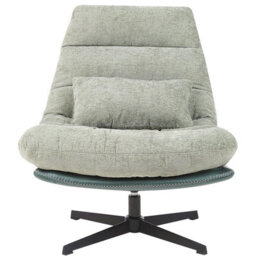 Beliani Swivel Armchair Tovik With Footstool Chenille Light Green - thumbnail 5