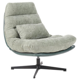 Beliani Swivel Armchair Tovik With Footstool Chenille Light Green - thumbnail 4