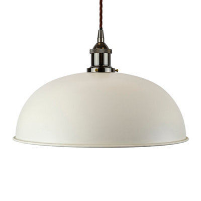 Clay White Worcester Painted Dome Pendant Light With Black Nickel Lamp Holder And Brown Twisted Cable - Se Home - image 1