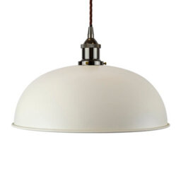 Clay White Worcester Painted Dome Pendant Light With Black Nickel Lamp Holder And Brown Twisted Cable - Se Home - thumbnail 1