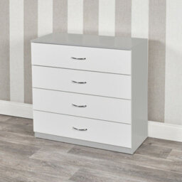 Urbn-Living Urbnliving Height 73Cm 4 Drawer Wooden Bedroom Chest Cabinet Modern Grey Carcass And White Drawers Wide Storage Cupboard Closet - thumbnail 1
