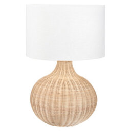 Dibor Traditional Style Natural Rattan Curved Bedroom Living Room Bedside Table Lamp - thumbnail 2