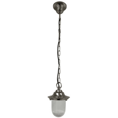 Lampfix Navigator 09151 Outdoor Ip54 1 Light Plain Pendant Lantern In A Satin Nickel Finish