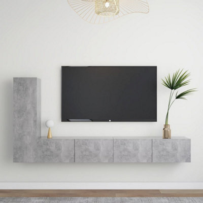 Berkfield 3 Piece Tv Cabinet Set Concrete Grey Engineered Wood - image 1